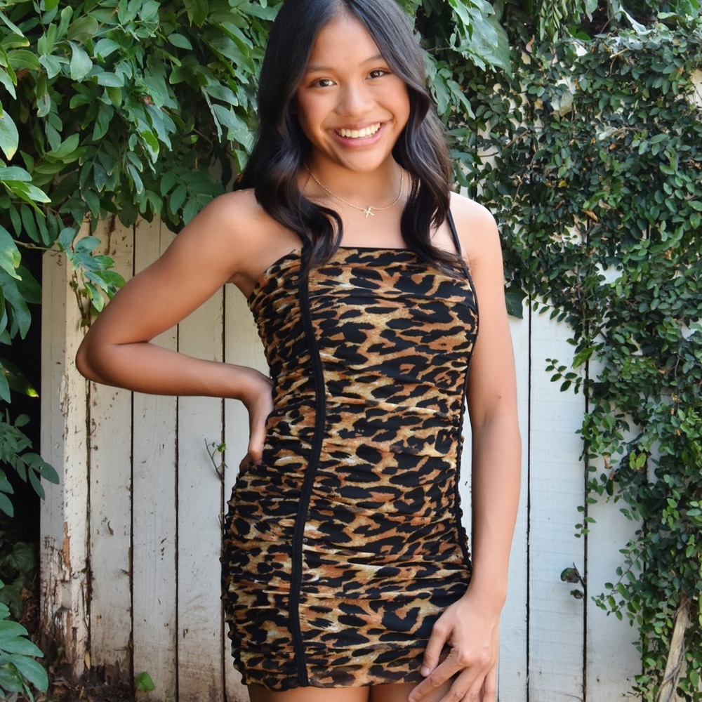 Leopard Print Mini Dress - Picture 2 of 6